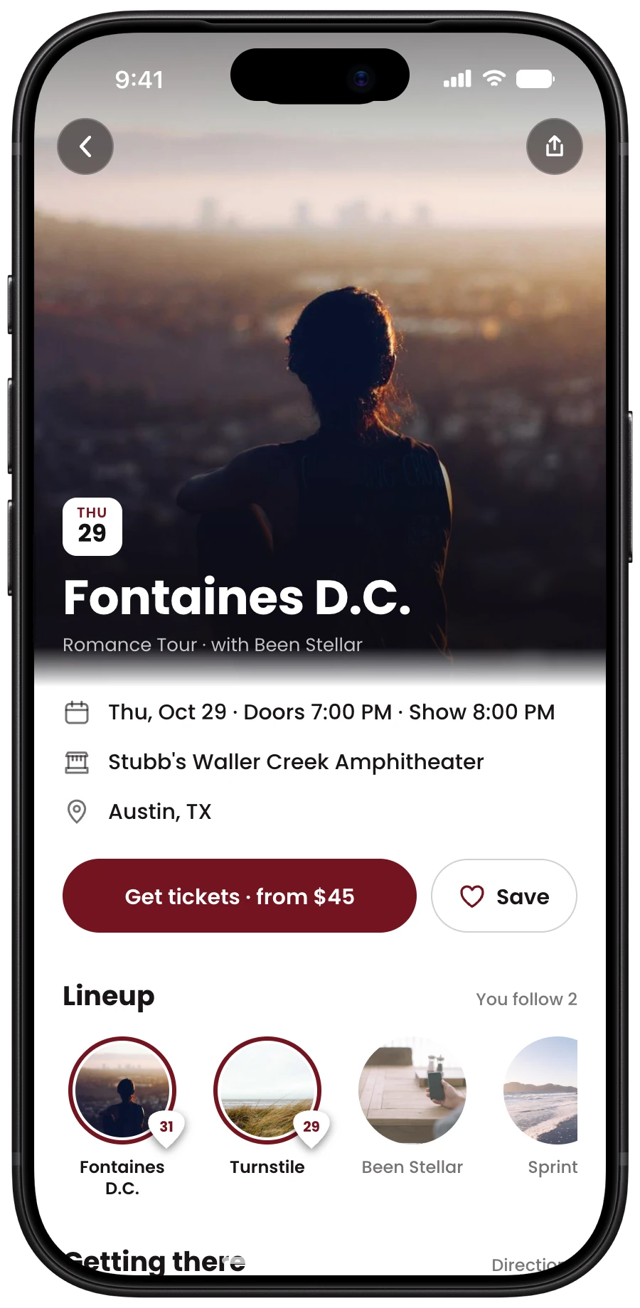 Event detail screen in light mode on iPhone 18 Pro